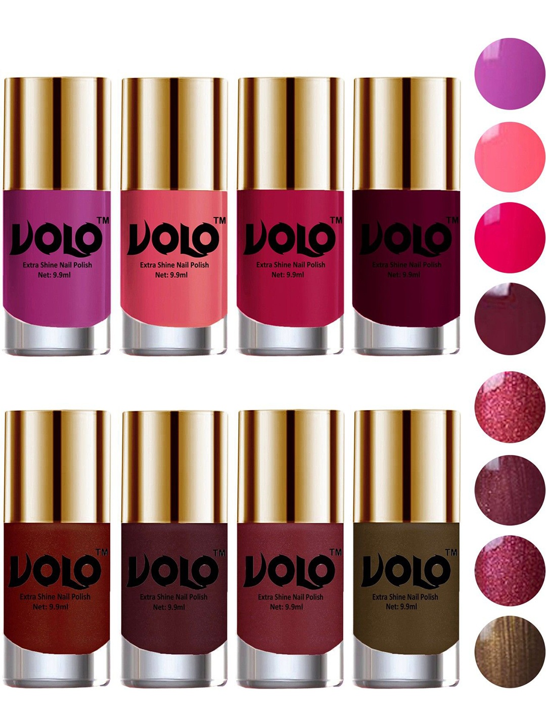 

VOLO Set Of 8 High-Shine Long Lasting Nail Polish - 9.9 ml Each - Combo-No-05, Red