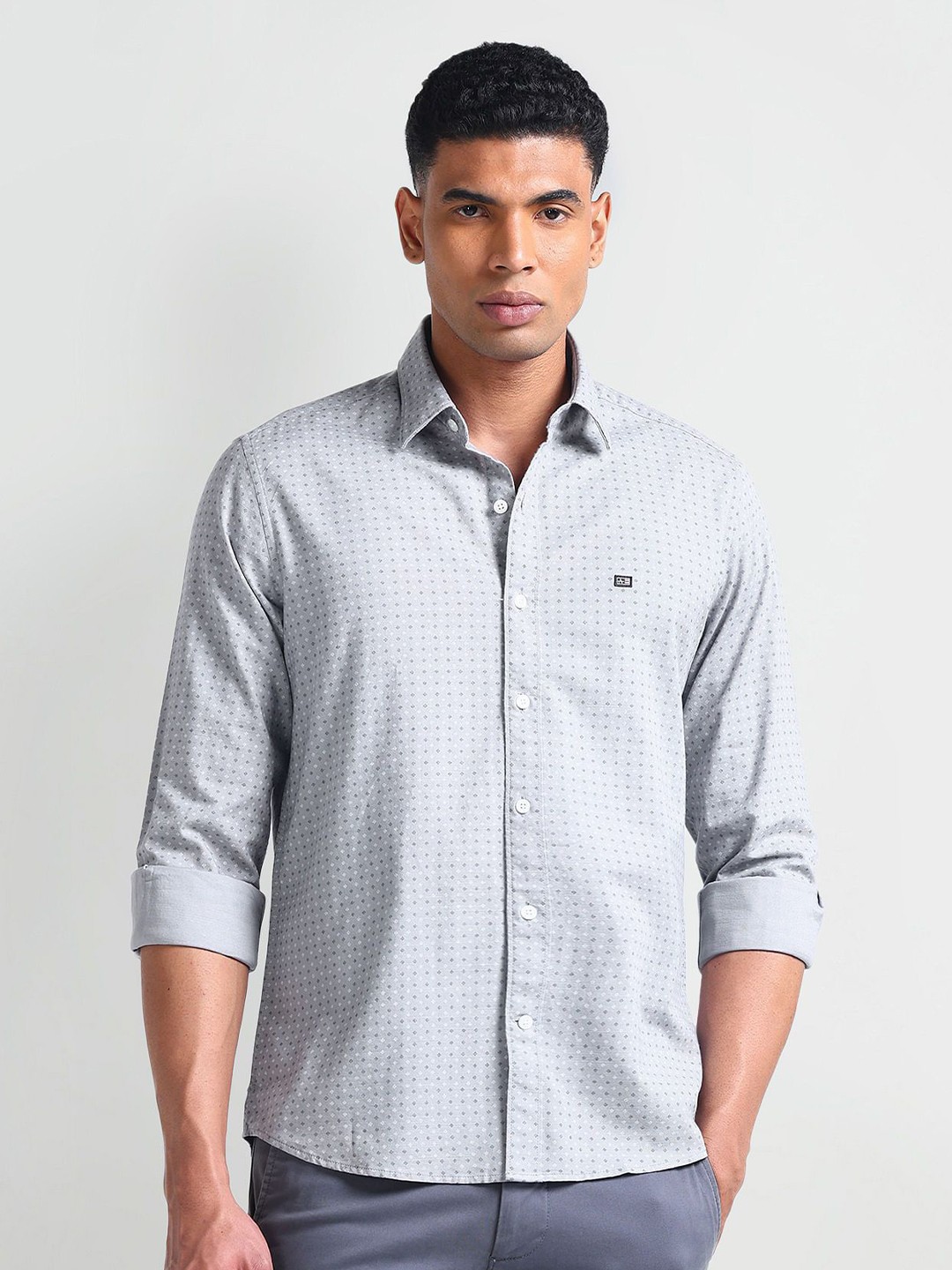 

Arrow Sport Men Slim Fit Opaque Printed Casual Shirt, Grey