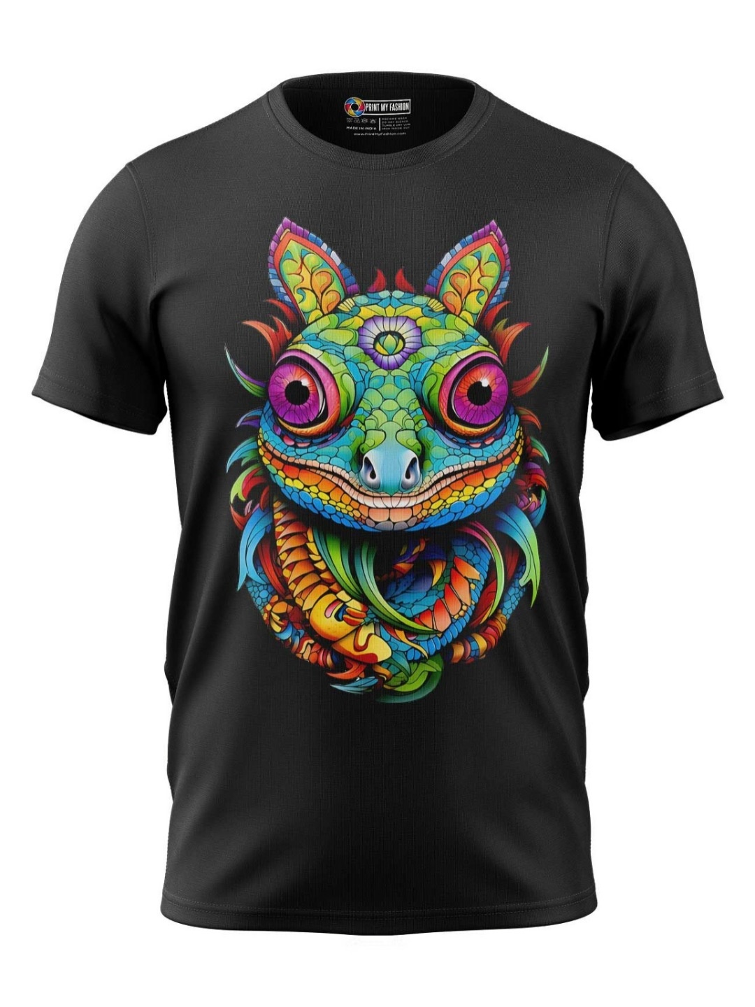 

Print My Fashion Boys Graphic Printed Round Neck Cotton T-shirt, Black
