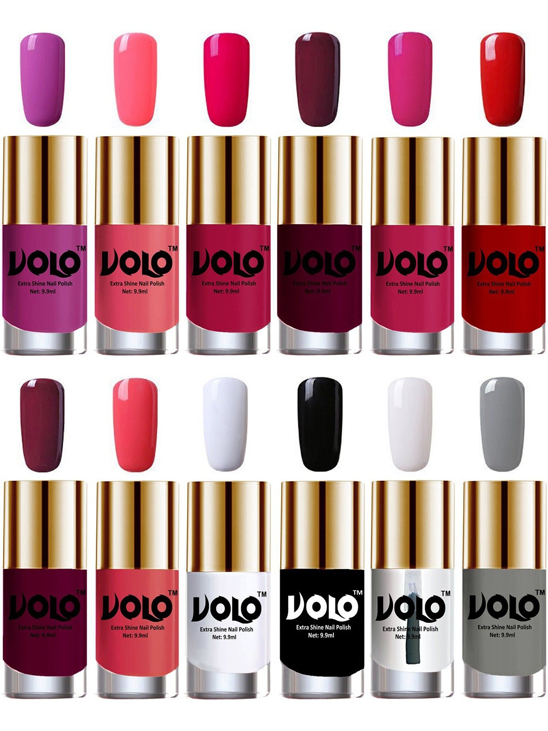 

VOLO Set Of 12 Luxury Super Shine Nail Polish- 9.9ml Each- Combo- No- 46, White