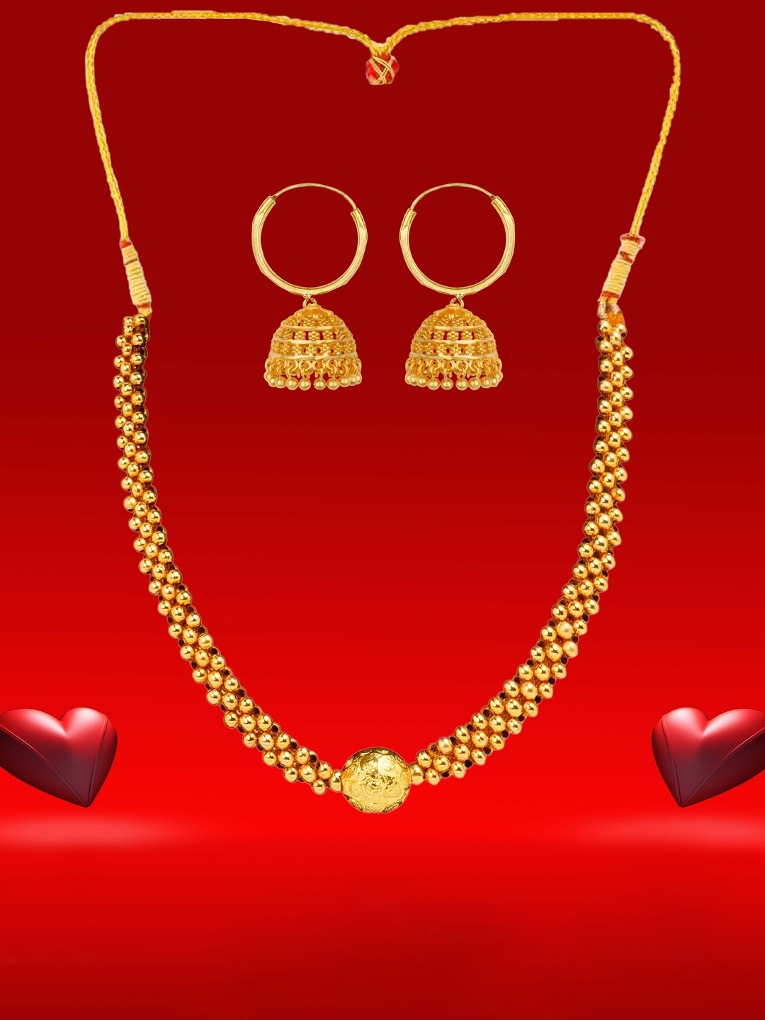 

Heer Collection Gold-Plated Beadded Antique Jewellery Set