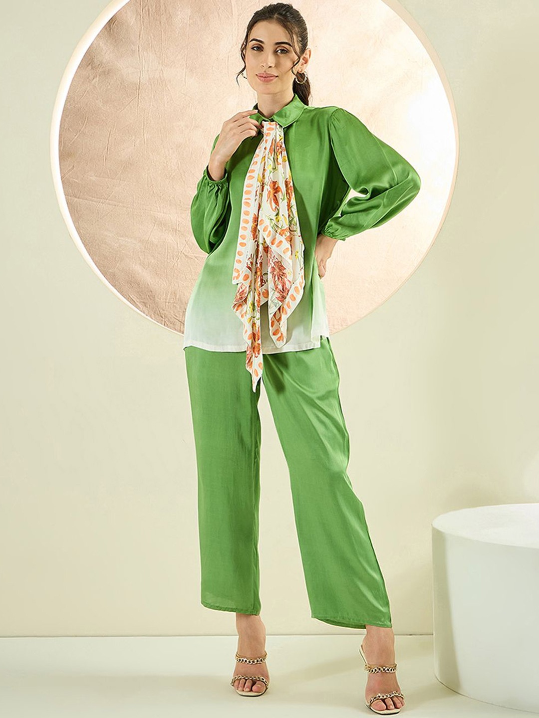 

First Resort by Ramola Bachchan Shirt With Trousers Co-Ords, Green