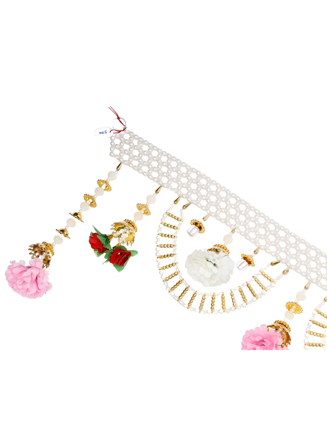 

NARYA TRADITIONAL White & Red Beaded Toran