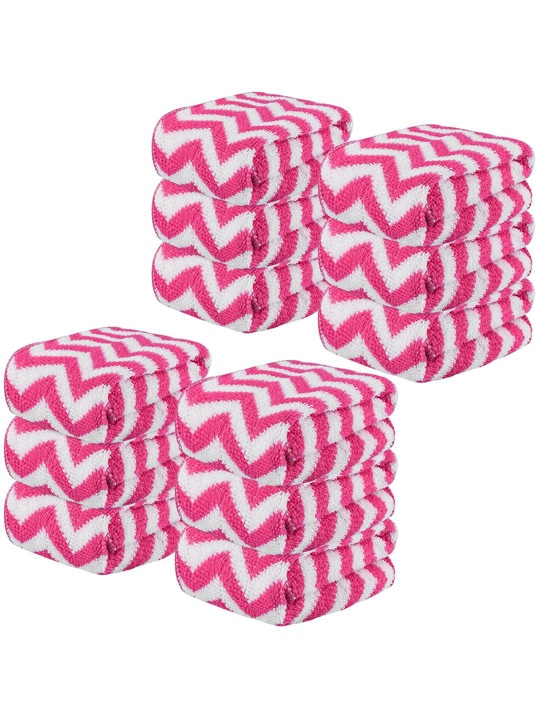 

Kuber Industries Pink 12 Pieces Printed Super Absorbent 250 GSM Microfibre Face Towels