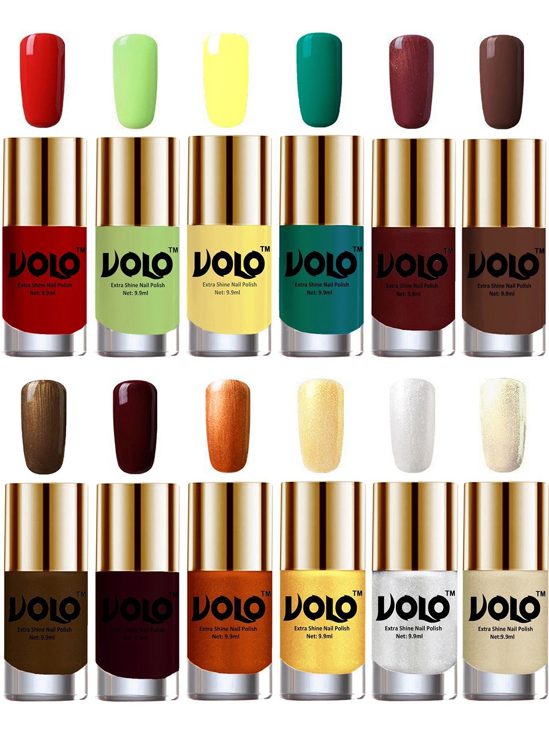 

VOLO Set Of 12 Extra Shine Nail Polish- 9.9ml Each-Combo-No-316, Multi