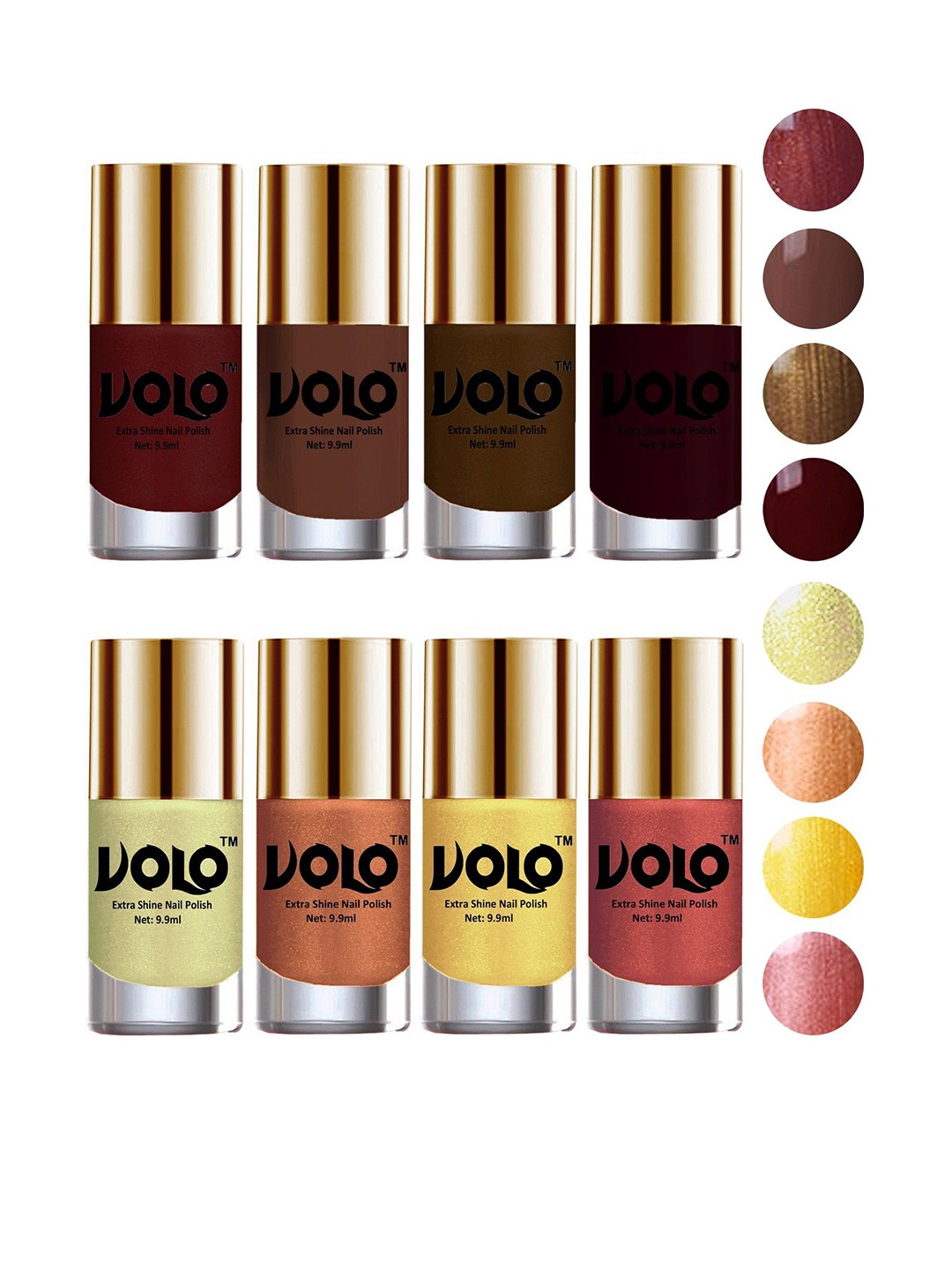 

VOLO Set Of 8 High-Shine Professional Nail Polish-9ml Each-Combo No-90, Multi