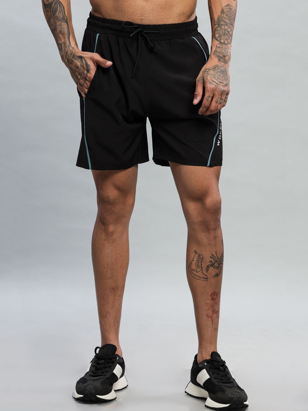 

WOLFIT ATHLEISURE Men Solid Training or Gym Sports Shorts, Black