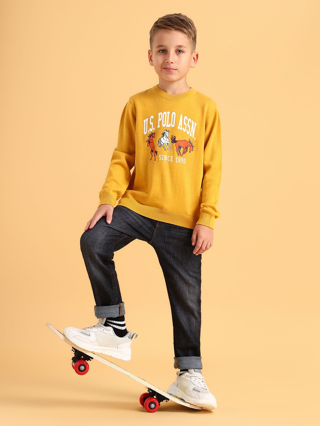 

U.S. Polo Assn. Kids Boys Printed Pullover, Yellow