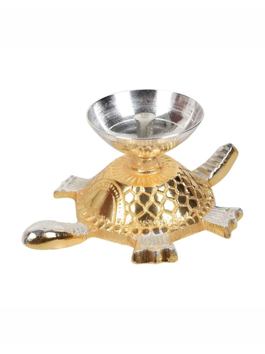 

Amaya Decors Textured Metal Tortoise Akhand Diya, Gold