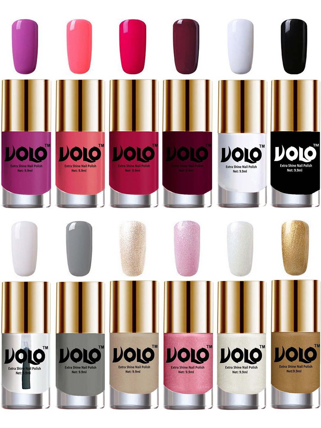 

VOLO Set Of 12 Extra Shine Nail Polish-9.9ml Each-Combo-No-80, White