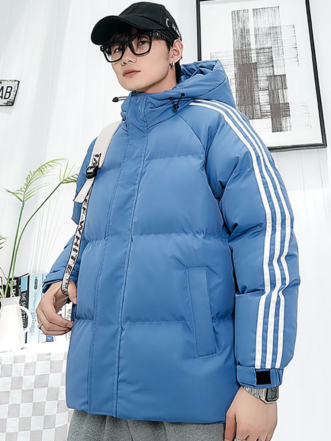 

StyleCast x Revolte Men Mock Collar Puffer Jacket, Blue