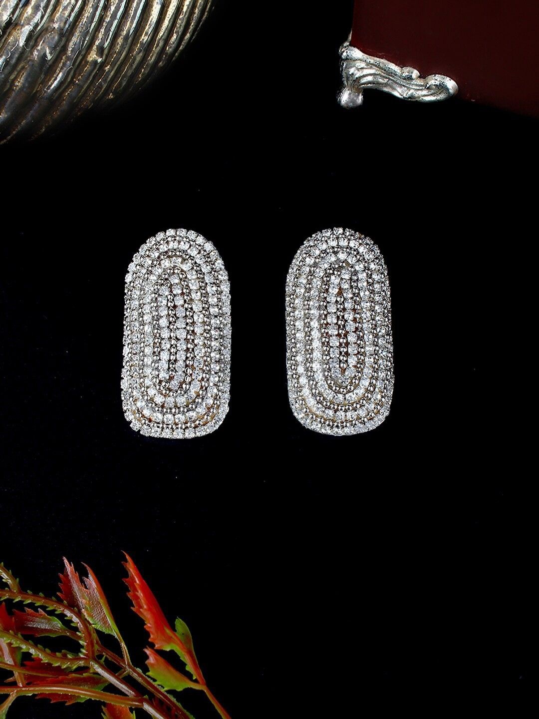 

KPOP Silver-Plated White Rhinestone Contemporary Drop Earrings
