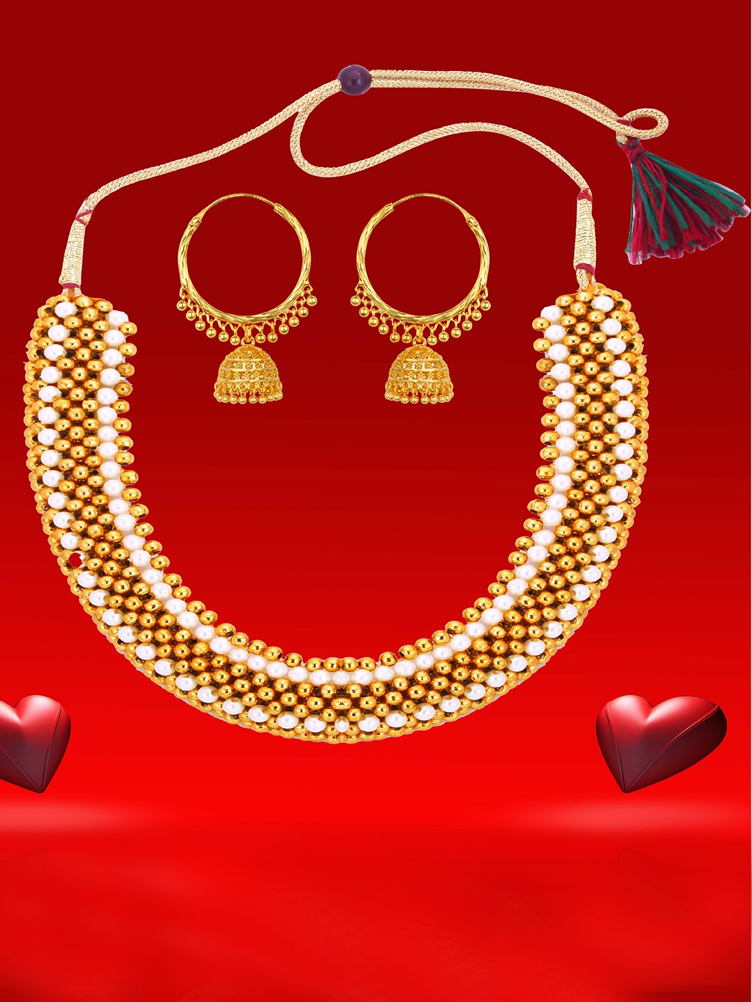 

Heer Collection Gold-Plated Matte Finish Jewellry Set