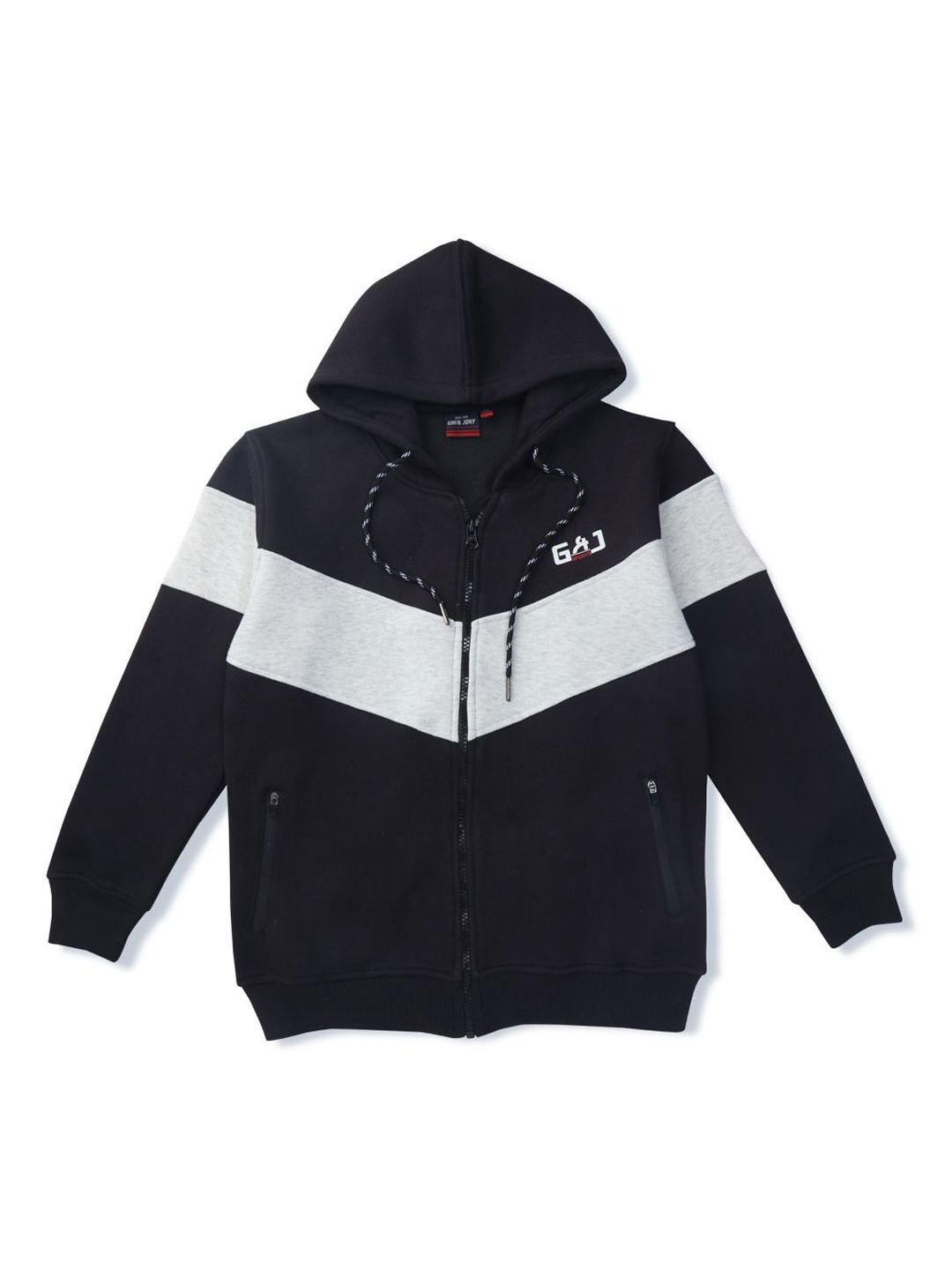 

Gini and Jony Boys Cotton Colourblocked Bomber Jacket, Black