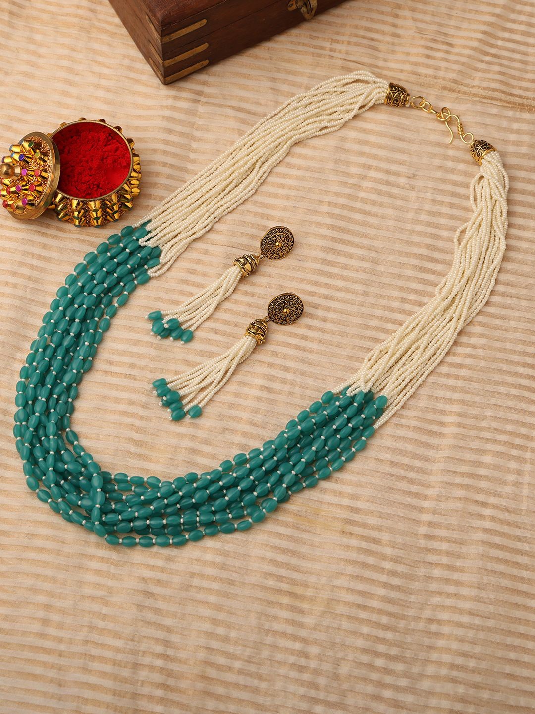 

VENI 18KT Gold-Plated Pearls Beaded Jewellery Set