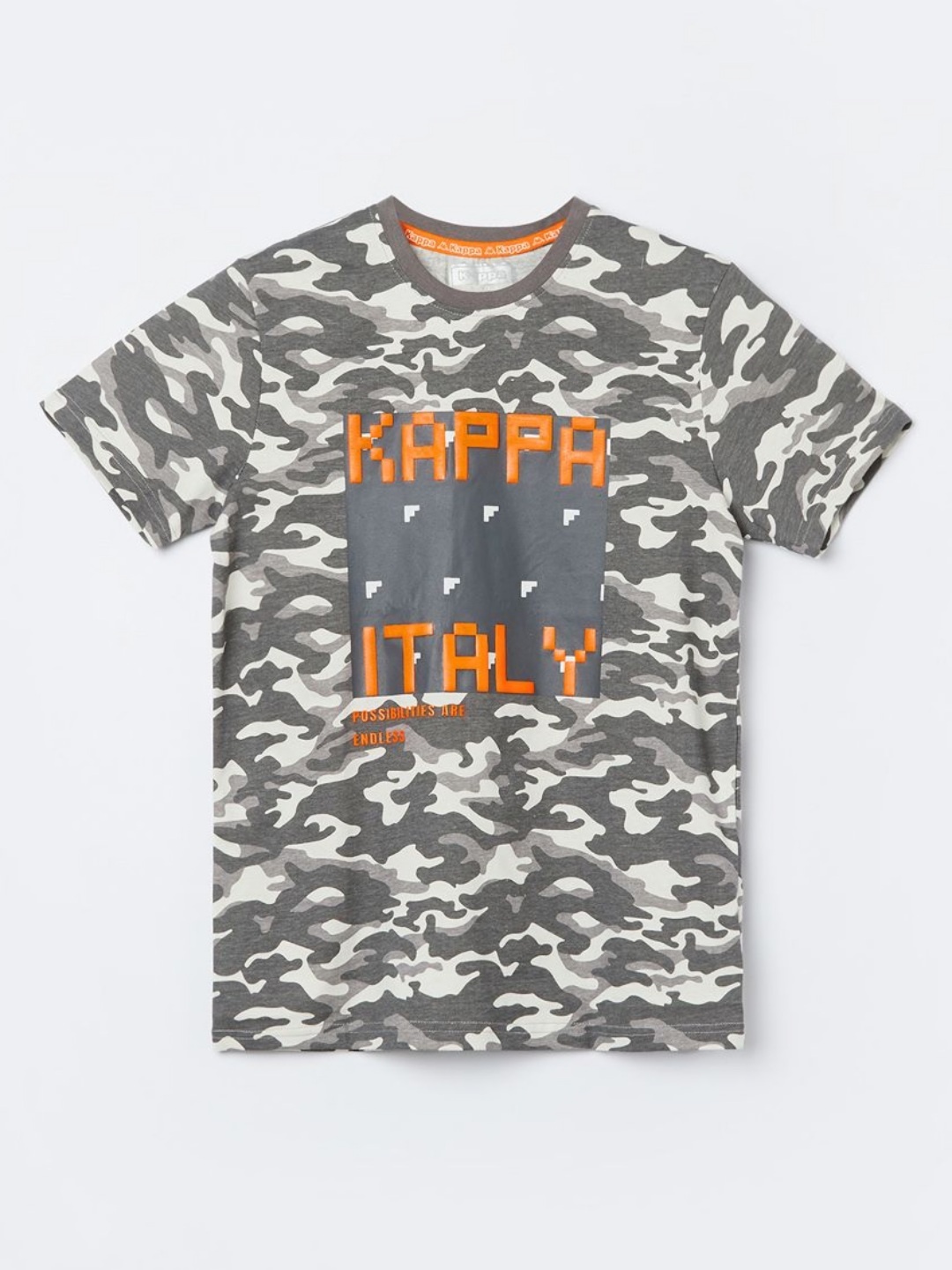 

Kappa Boys Camouflage Printed Round Neck Cotton T-shirt, Grey