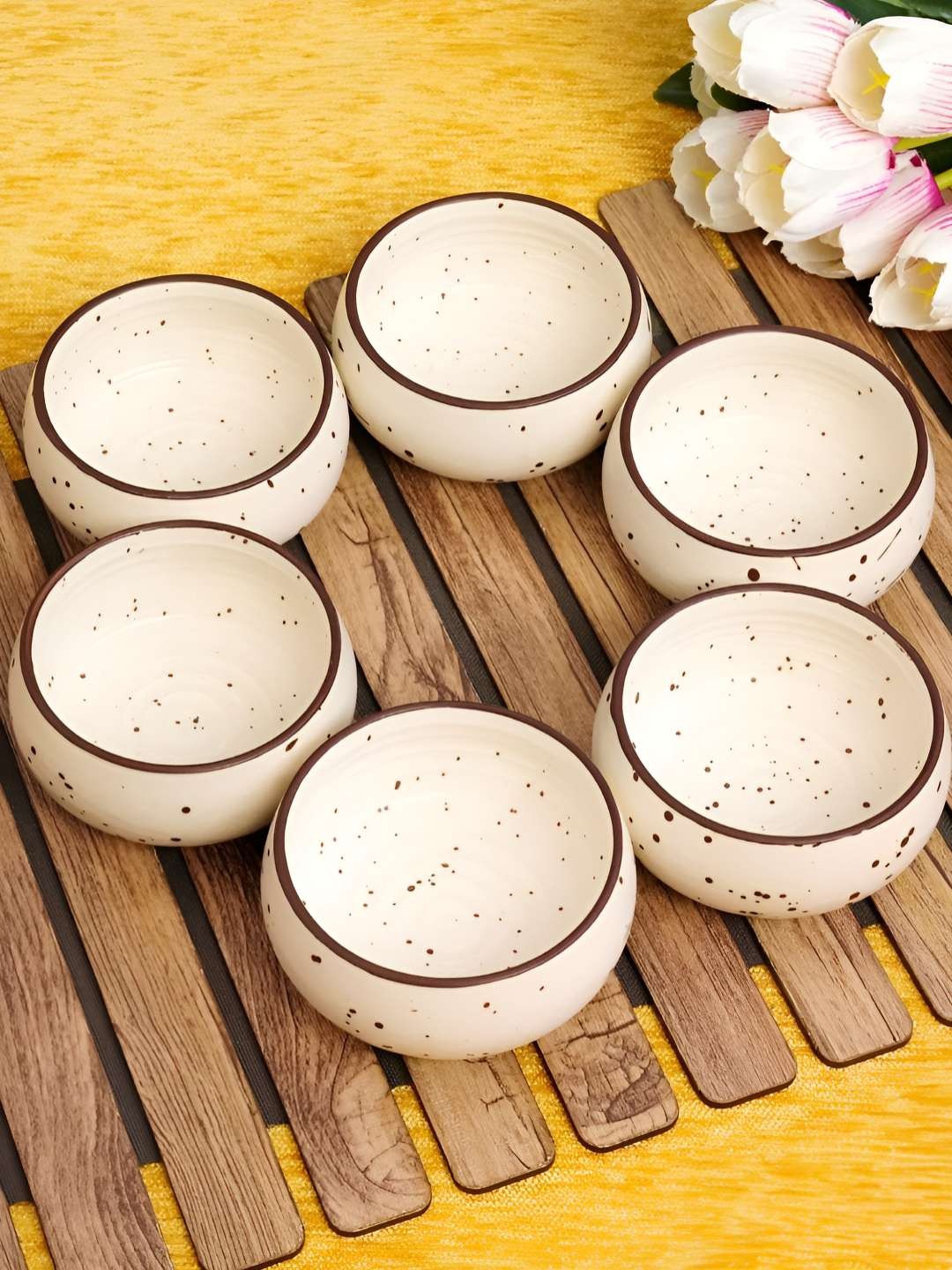 

Freakway Off White 6 Pieces Ceramic Dishwasher and Microwave Safe Matte Serving Bowl