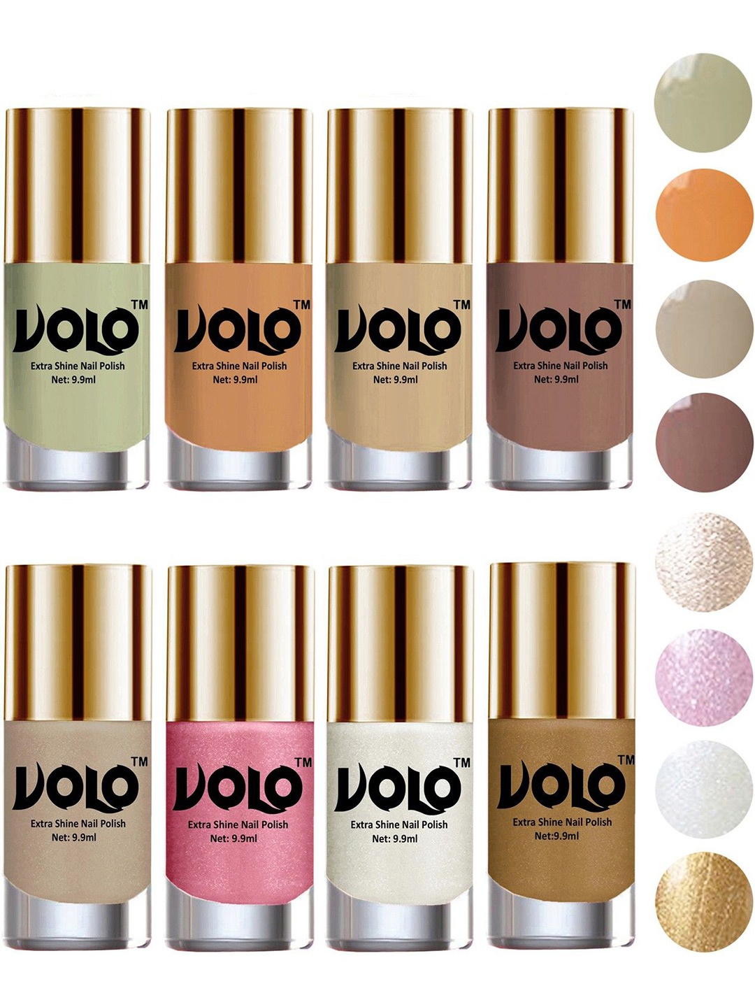 

VOLO Set of 8 High Shine Long Lasting Nail Polish-9ml Each-Combo No-25, Multi