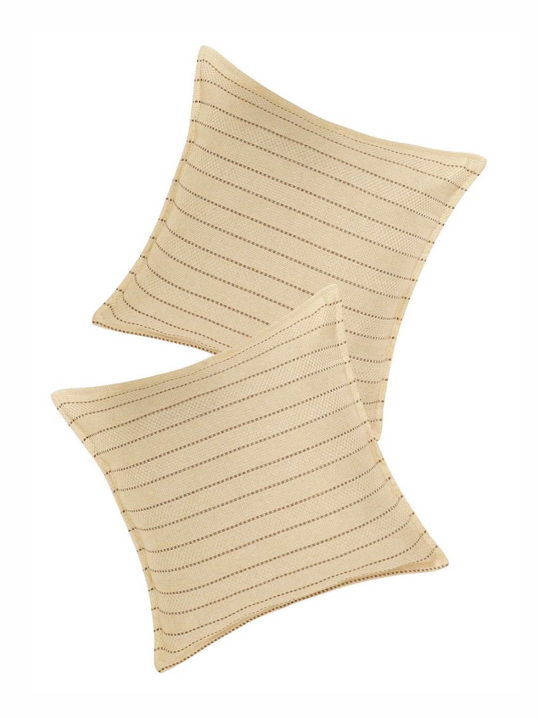 

THE CONVERSION Cream-Coloured 2 Pieces Striped Square Cushion Covers