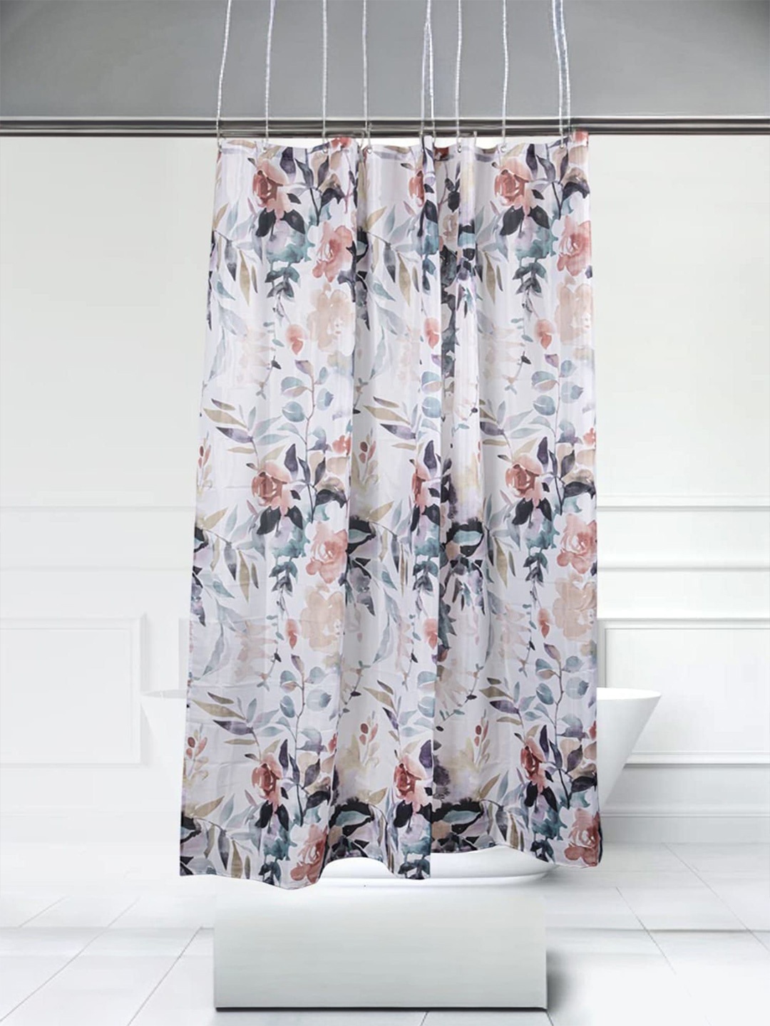 

Anko White & Grey Floral Printed Waterproof Shower Curtain