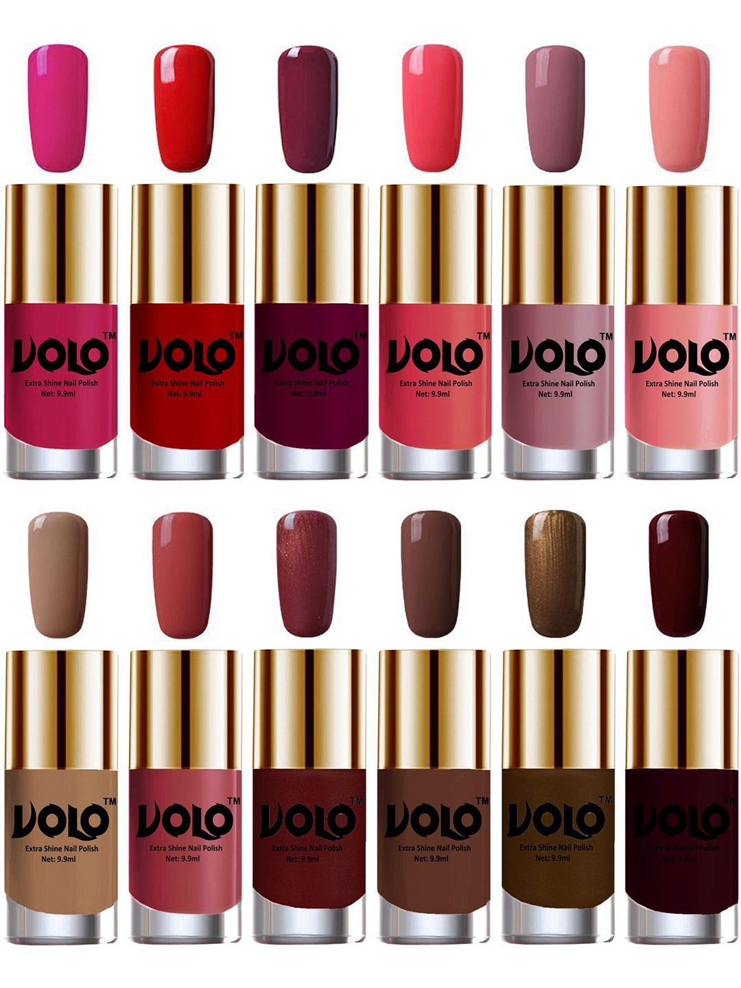 

VOLO Set Of 12 Luxury Super Shine Nail Polish - 9.9 ml Each - Combo-No-175, Burgundy