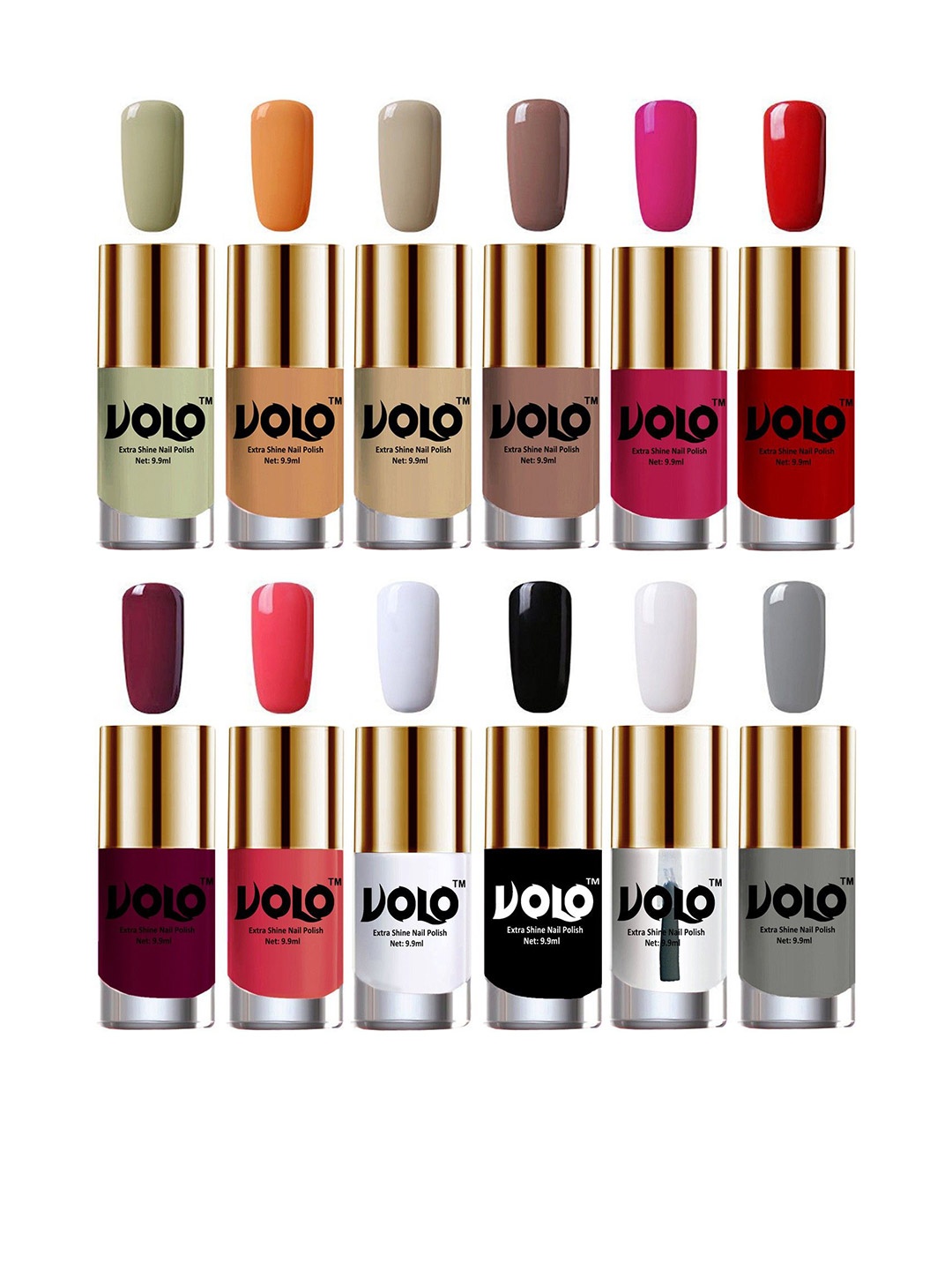 

VOLO Set Of 12 Luxury Super Shine Nail Polish - 9.9 ml Each - Combo No.109, White