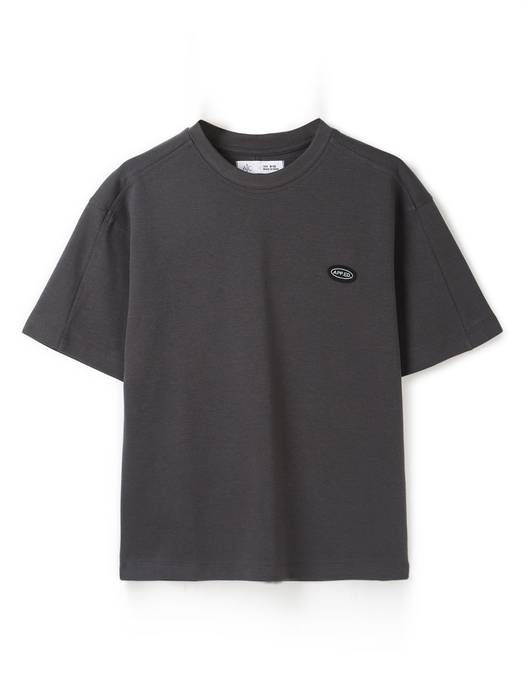

Alan Jones Boys Solid Round Neck Cotton Relaxed Fit T-shirt, Grey