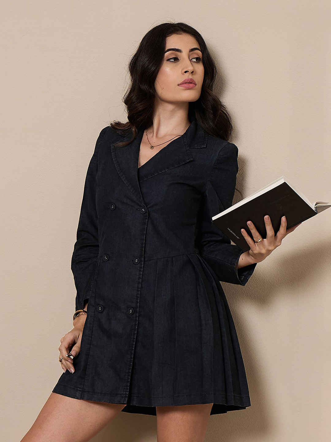 

SASSAFRAS worklyf Women Mini Blazer Dresses, Black