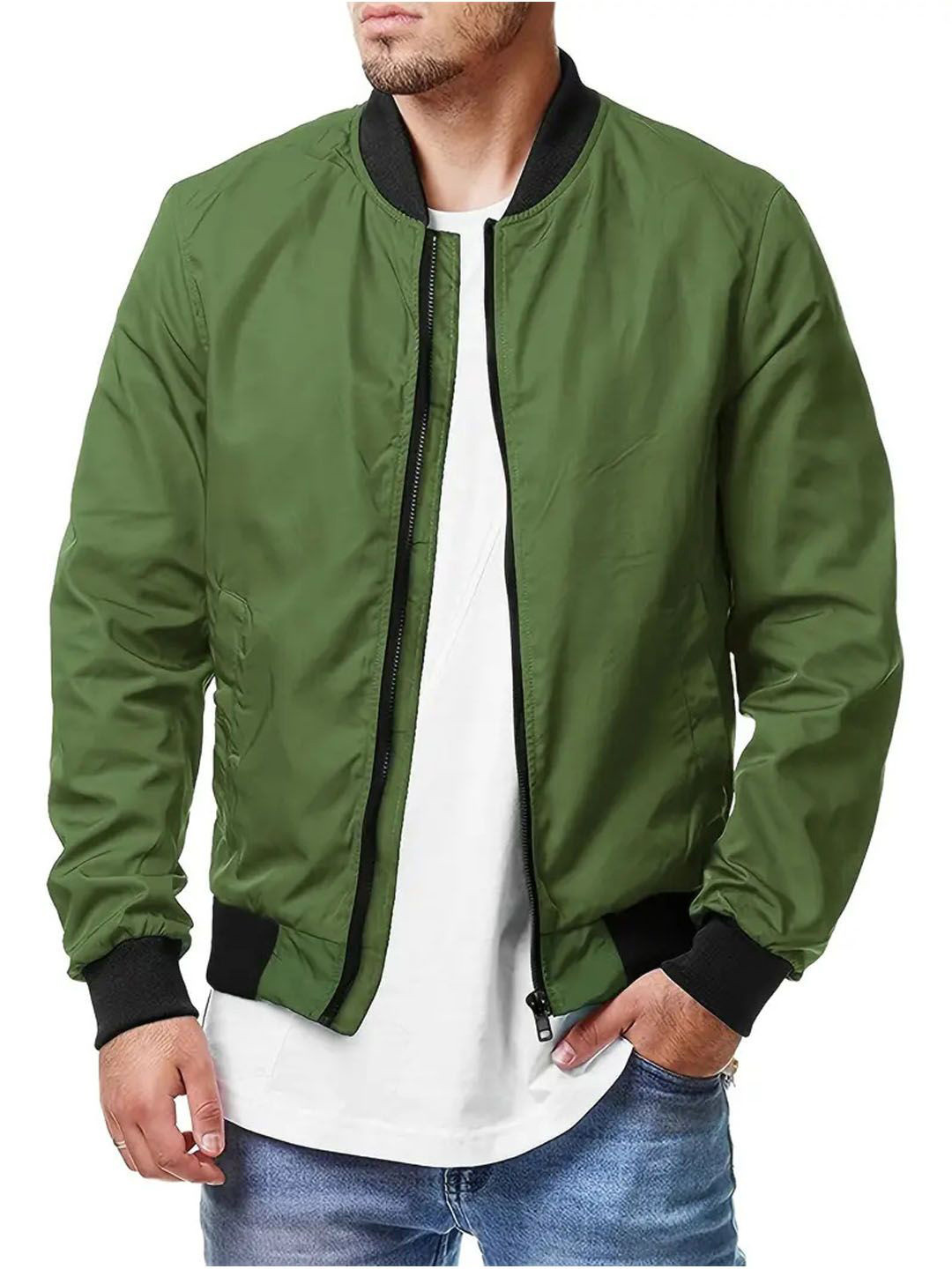 

StyleCast Men without Crop Bomber Jacket, Green