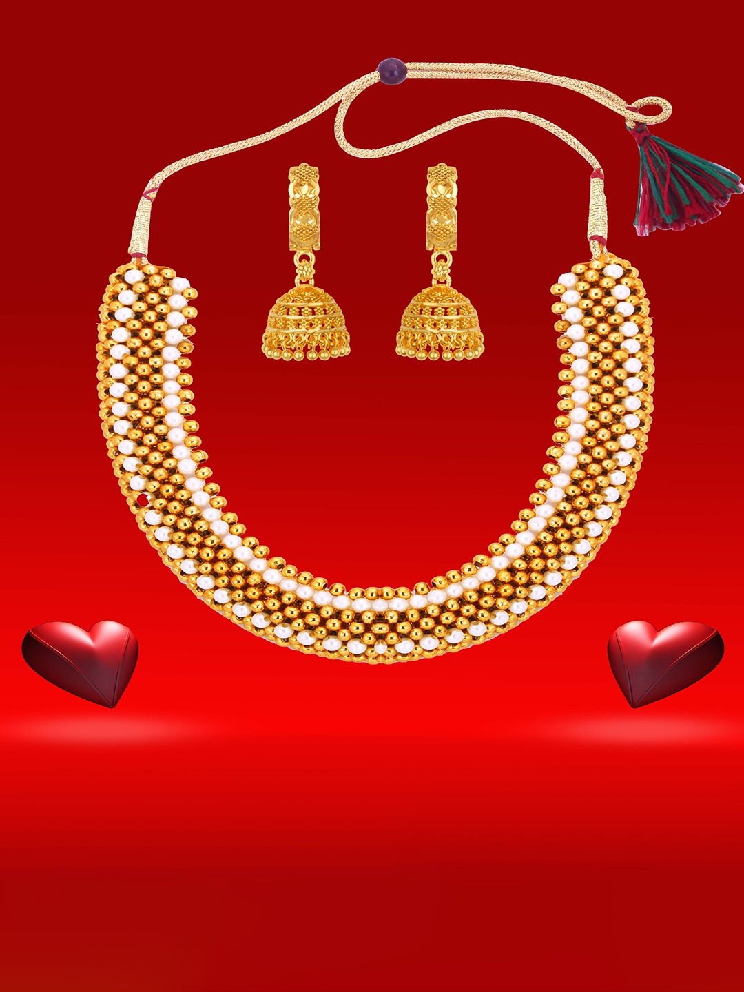 

Heer Collection Gold-Plated Matte Finish Jewelry Set