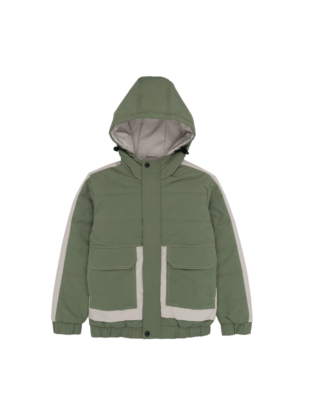 

Status Quo Boys Colourblocked Hooded Padded Jacket, Green