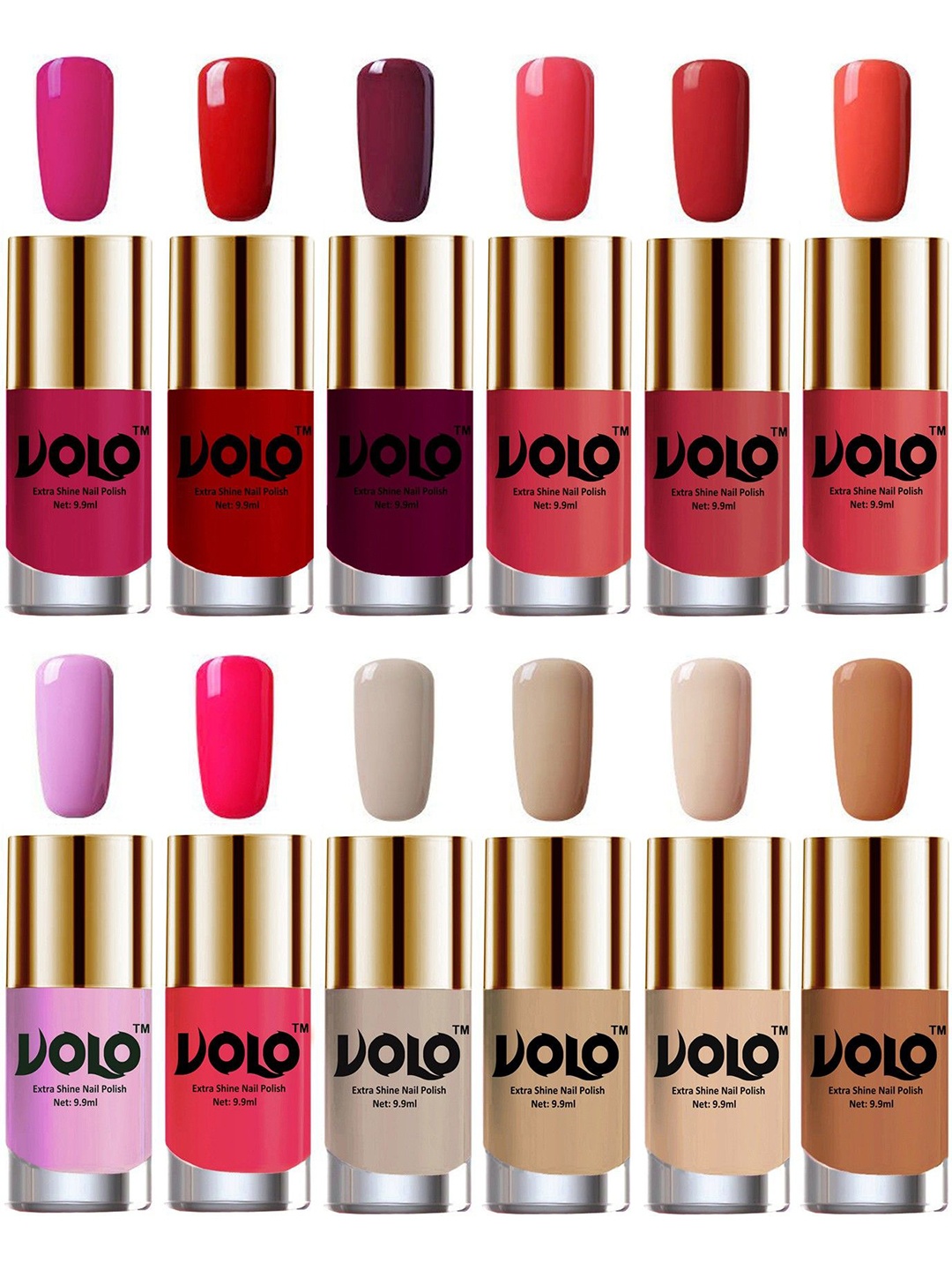 

VOLO Set Of 12 Extra Shine Nail Polish-9.9ml Each-Combo-No-180, Pink