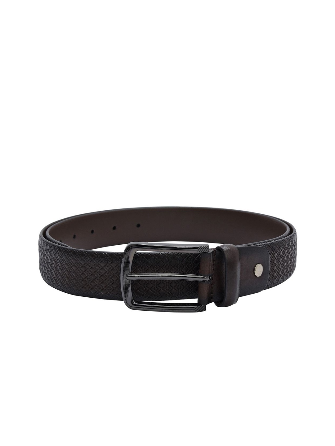 

Da Milano Men Tang Closure Textured Leather Reversible Belt, Brown