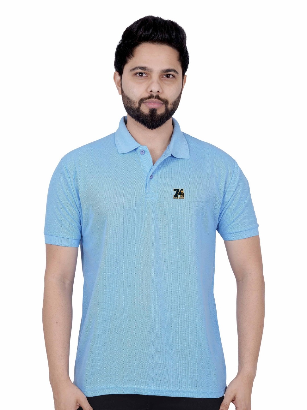 

LA MILANO Men Polo Collar Cotton Slim Fit T-shirt, Blue