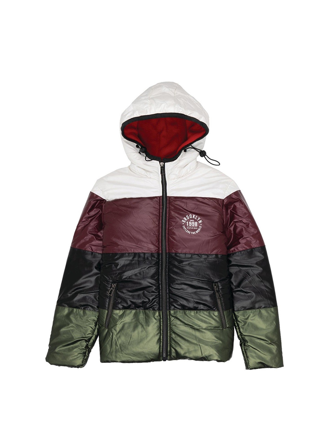 

Status Quo Boys Colourblocked Padded Jacket with Patchwork, White