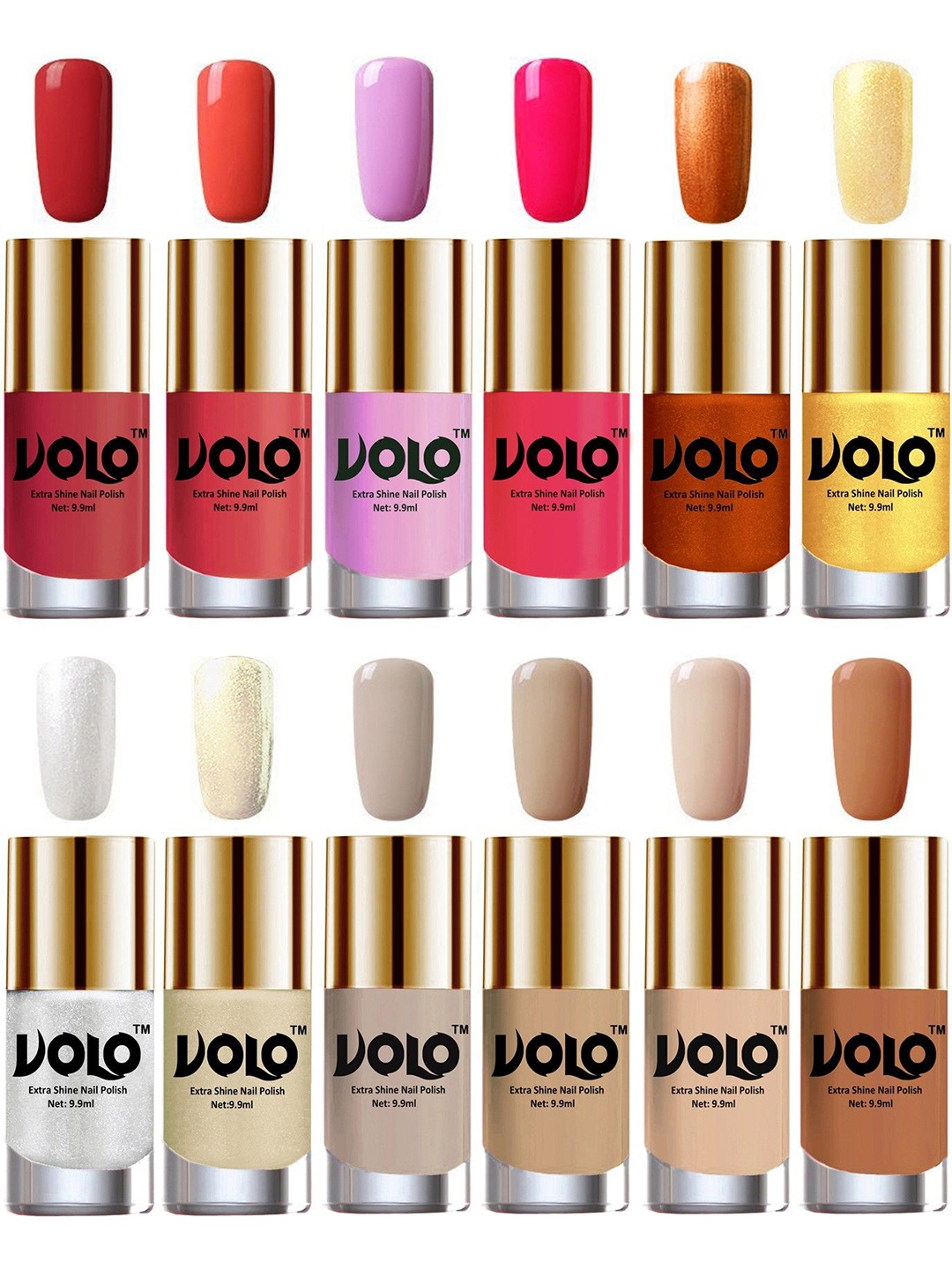 

VOLO Set Of 12 Luxury Super Shine Nail Polish- 9.9ml Each- Combo-No.263, Nude