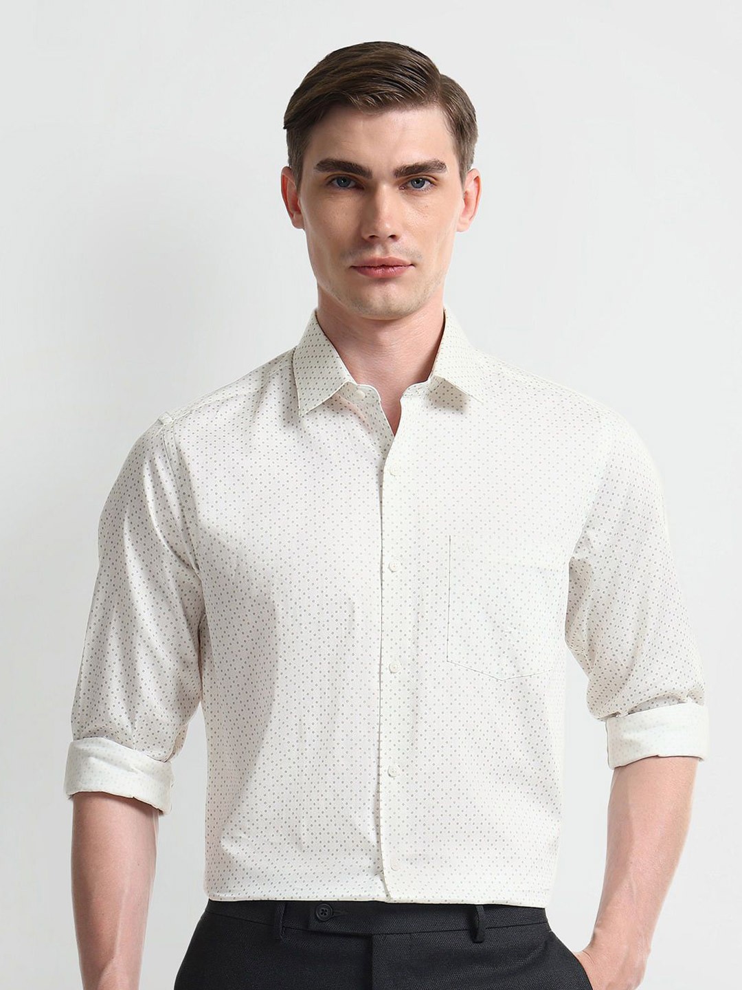

Arrow Men Slim Fit Opaque Printed Formal Shirt, White