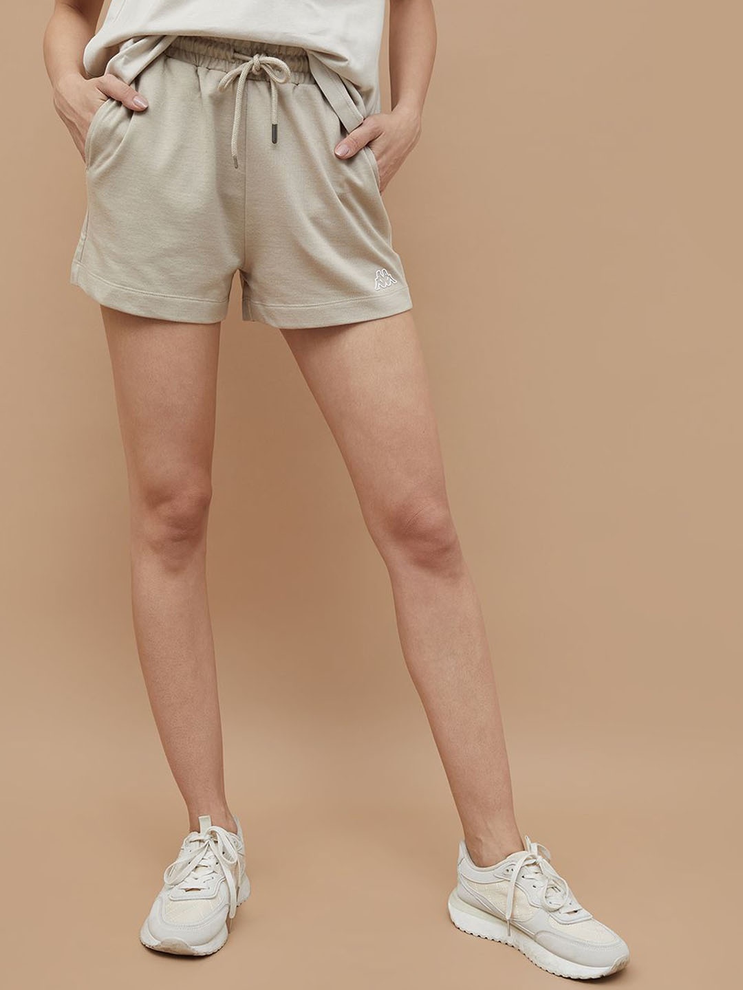 

Kappa Women Regular Fit Mid Rise Shorts, Beige