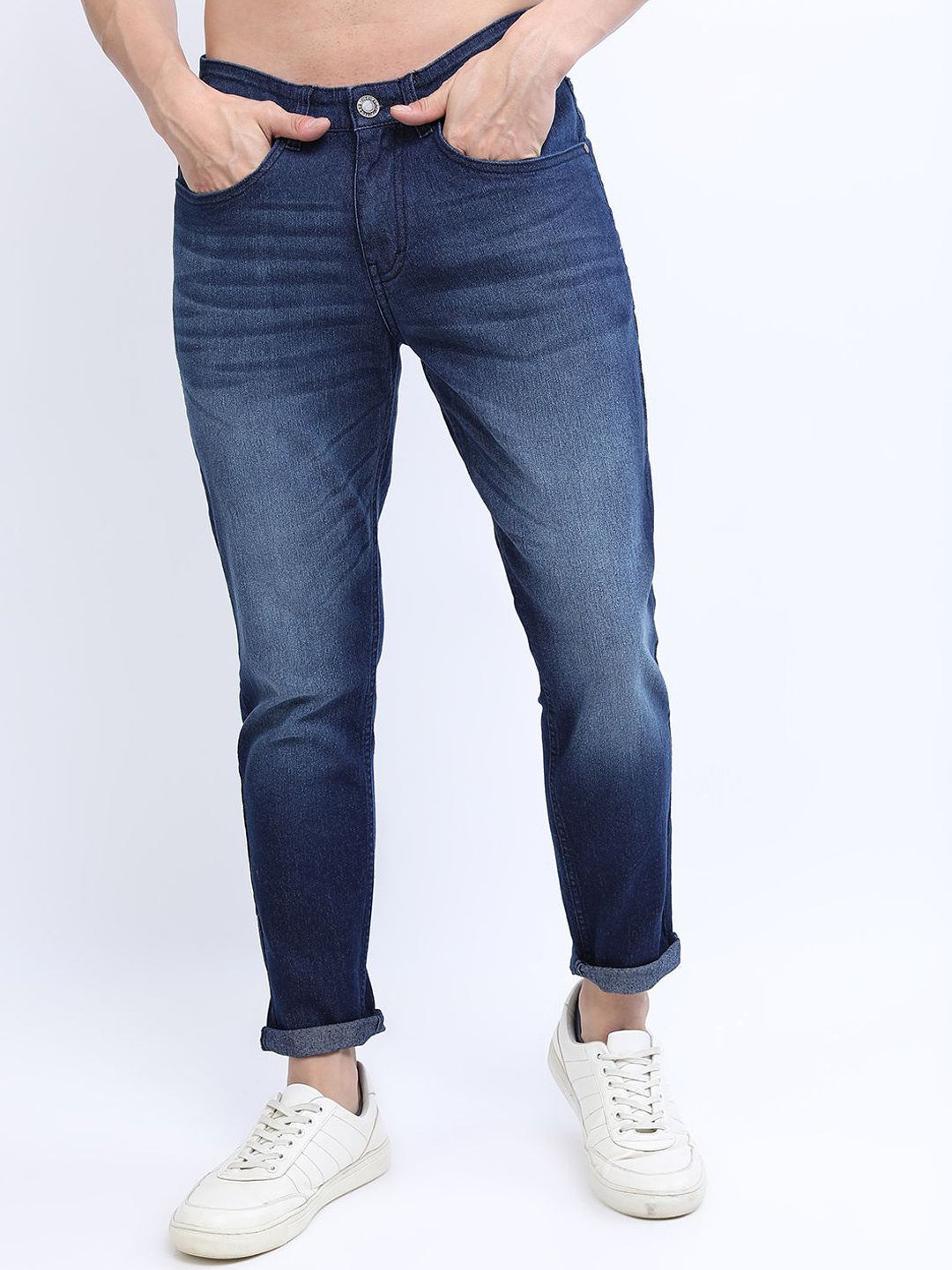

HIGHLANDER Men Tapered Fit Heavy Fade Stretchable Jeans, Blue