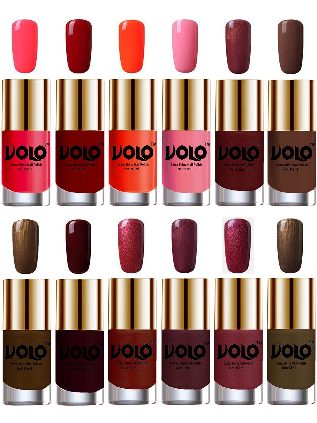 

VOLO Set Of 12 Long Lasting Nail Polish-9.9 ml Each Shade Combo No-335, Pink