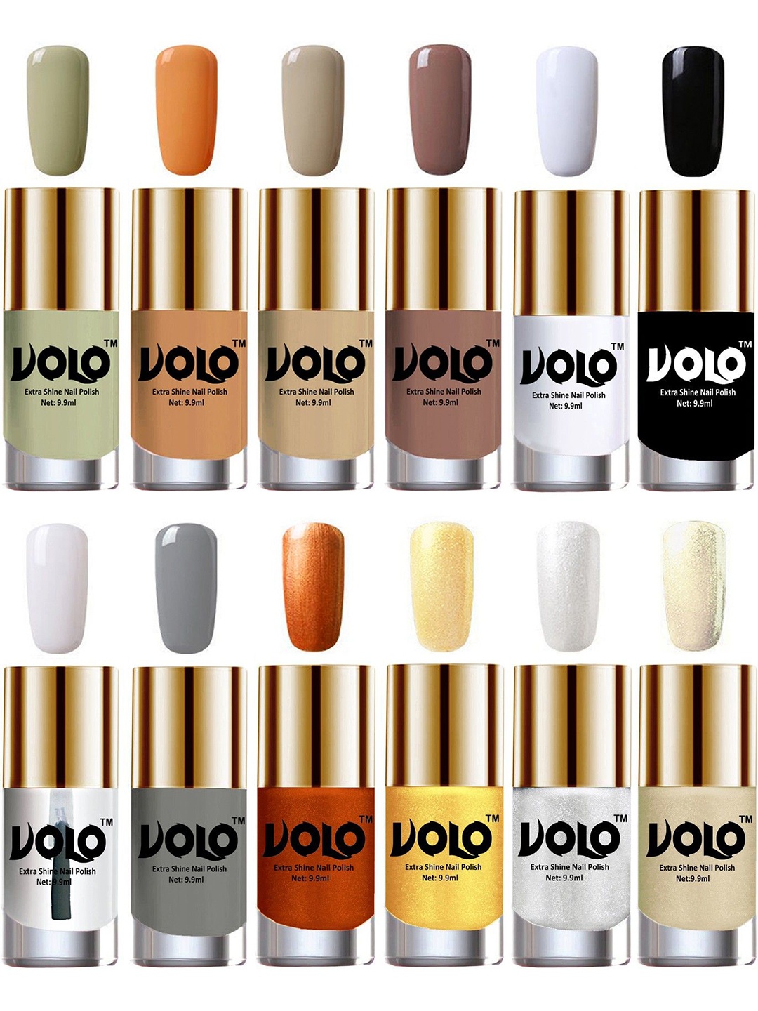 

VOLO Set of 12 Luxury Super Shine Vibrant Shades Nail Polish-9ml Each-Combo No-147, Multi