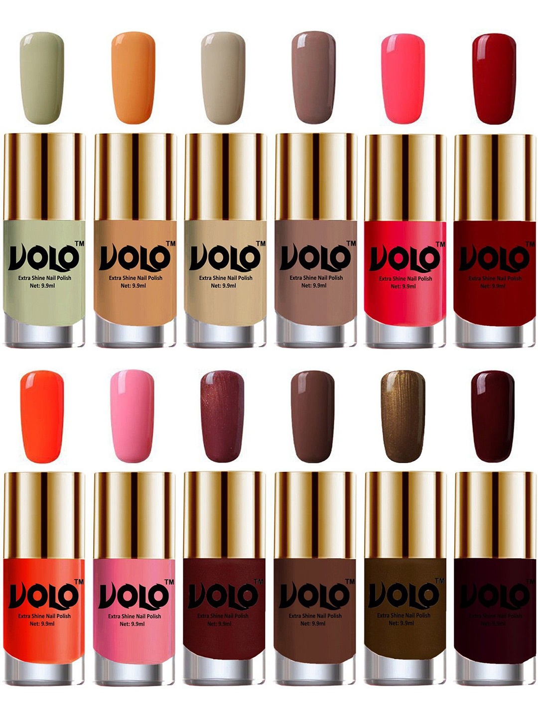 

VOLO Set of 12 Luxury Super Shine Vibrant Shades Nail Polish-9ml Each-Combo No-144, Multi