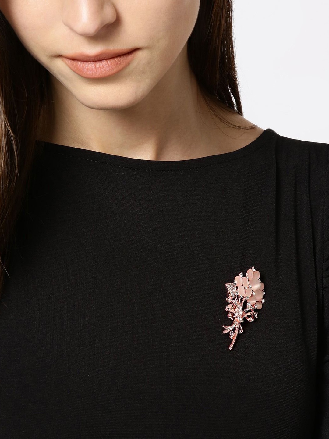 

DressBerry Women Peach-toned & White Crystal Floral Brooch