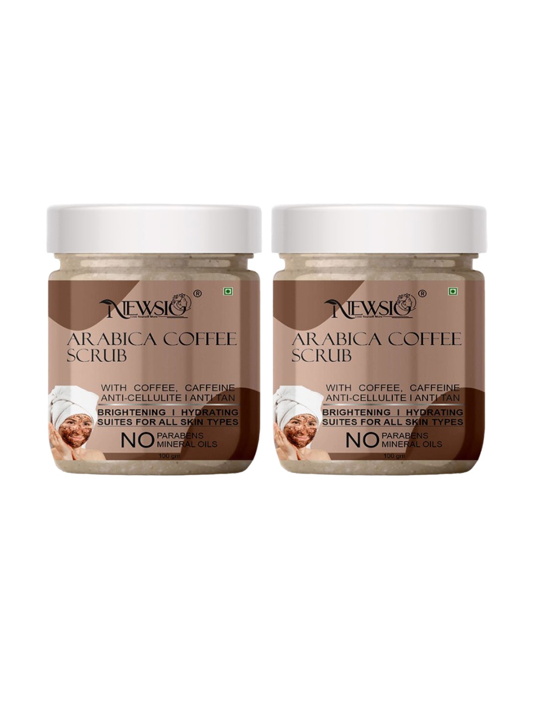 

Newsio Set Of 2 Arabica Coffee Scrub 100 g Each, Brown