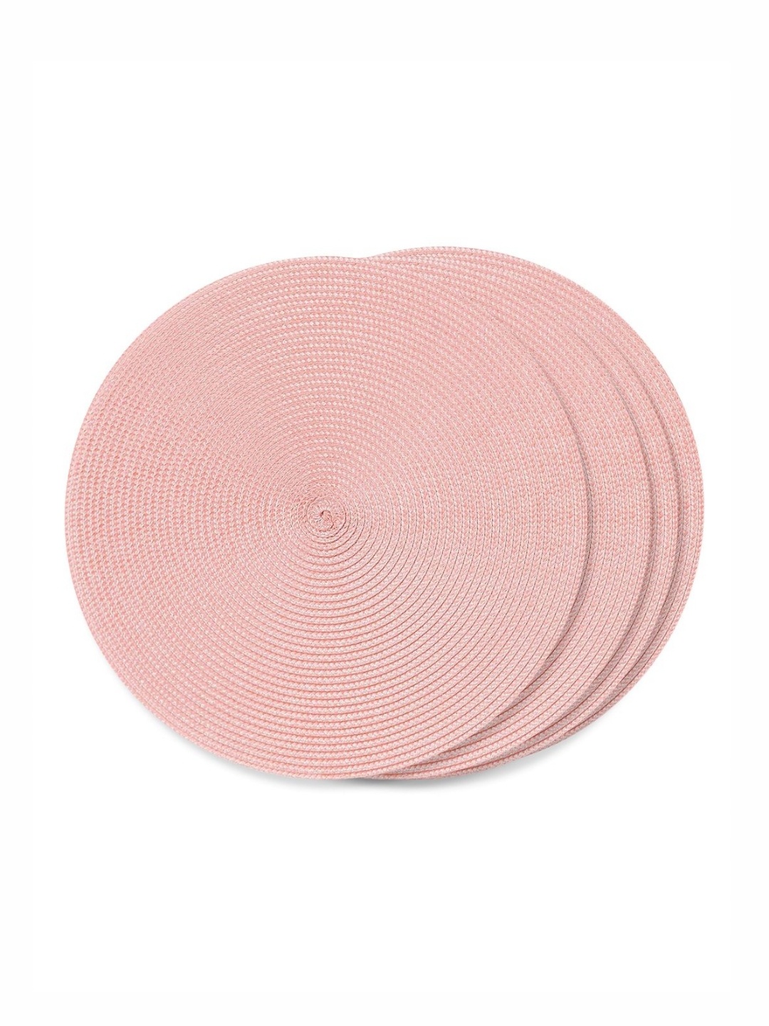 

TIED RIBBONS Pink & White 4 Pieces Textured Round Shape Table Placemats