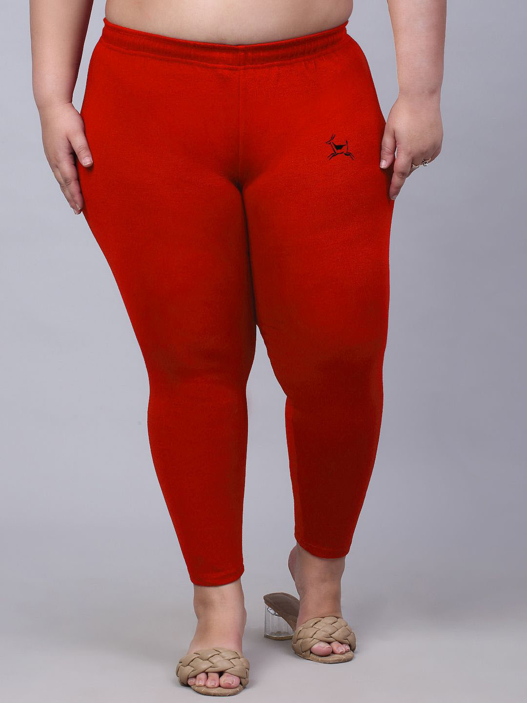 

Trend Level Solid Ankle-Length Leggings, Red