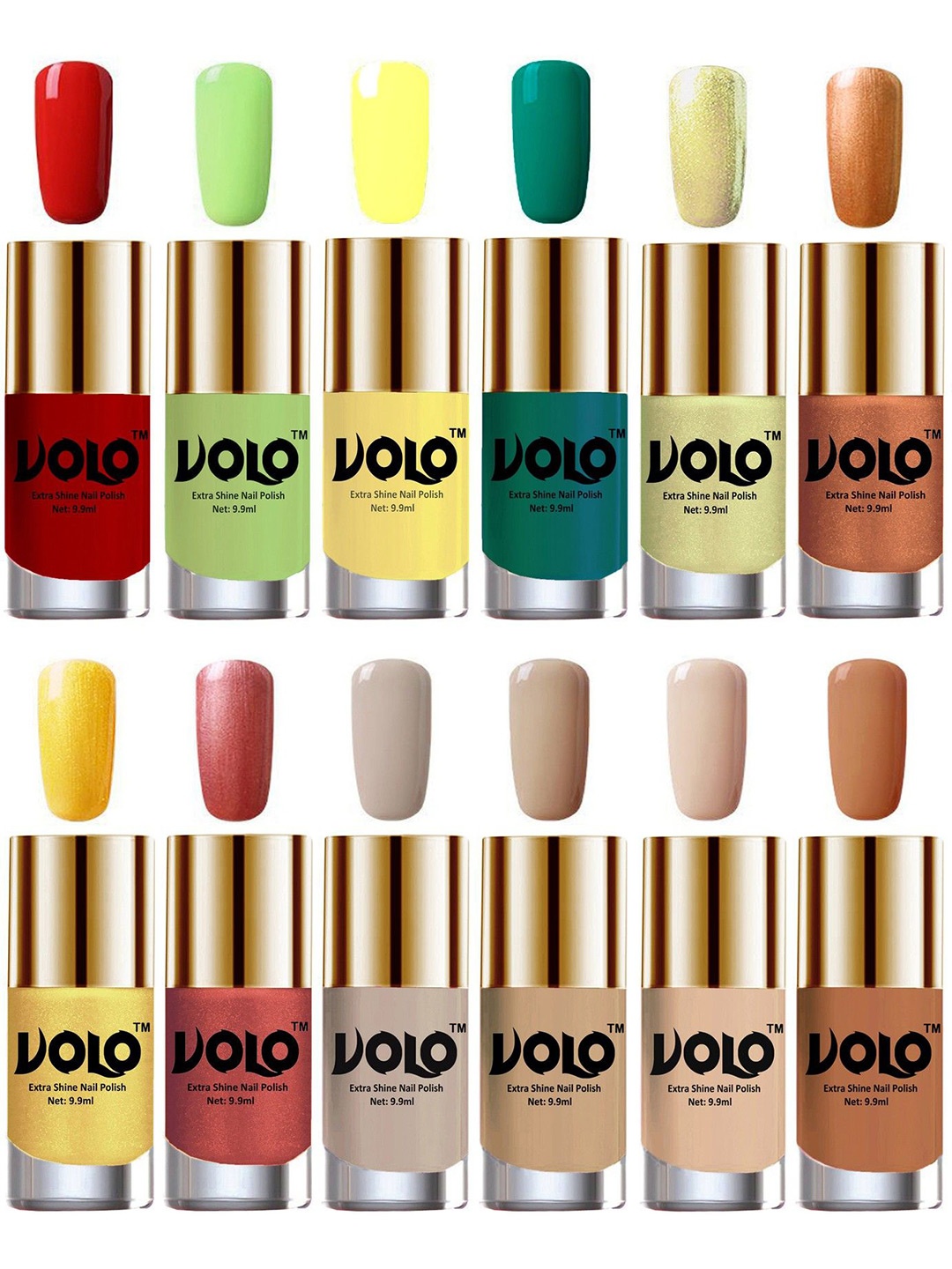

VOLO Set of 12 Luxury Super Shine Vibrant Shades Nail Polish-9ml Each-Combo No-300, Multi