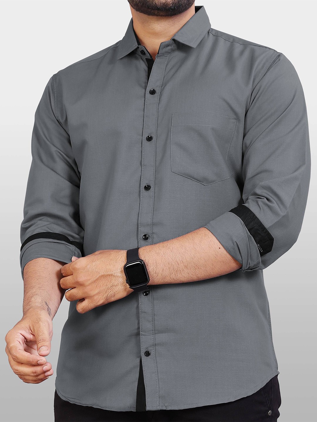 

Metronaut Men Slim Fit Opaque Casual Shirt, Grey