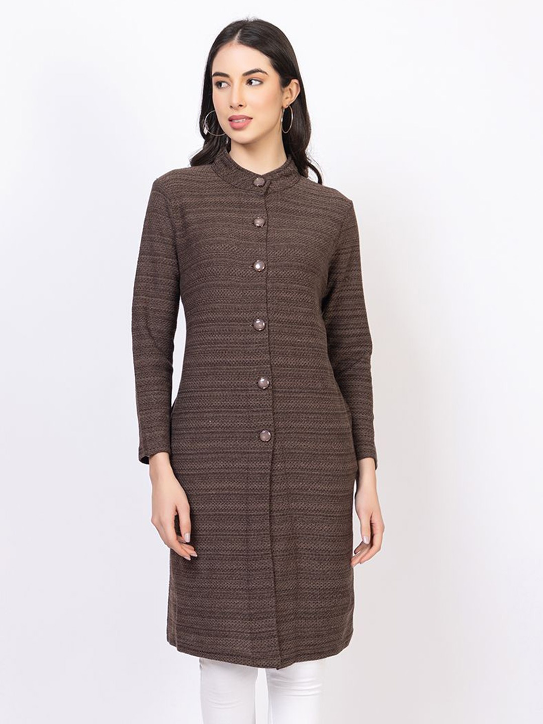 

KEIKO Women Longline Cardigan, Coffee brown