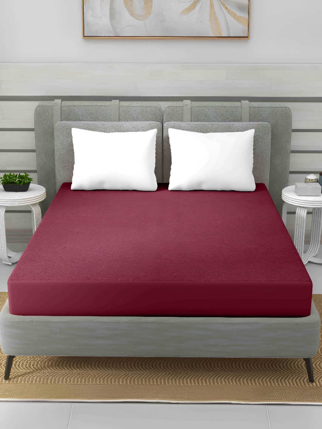 

CURIOUS LIFESTYLE Maroon Terry Water Resistant Mattress Protector